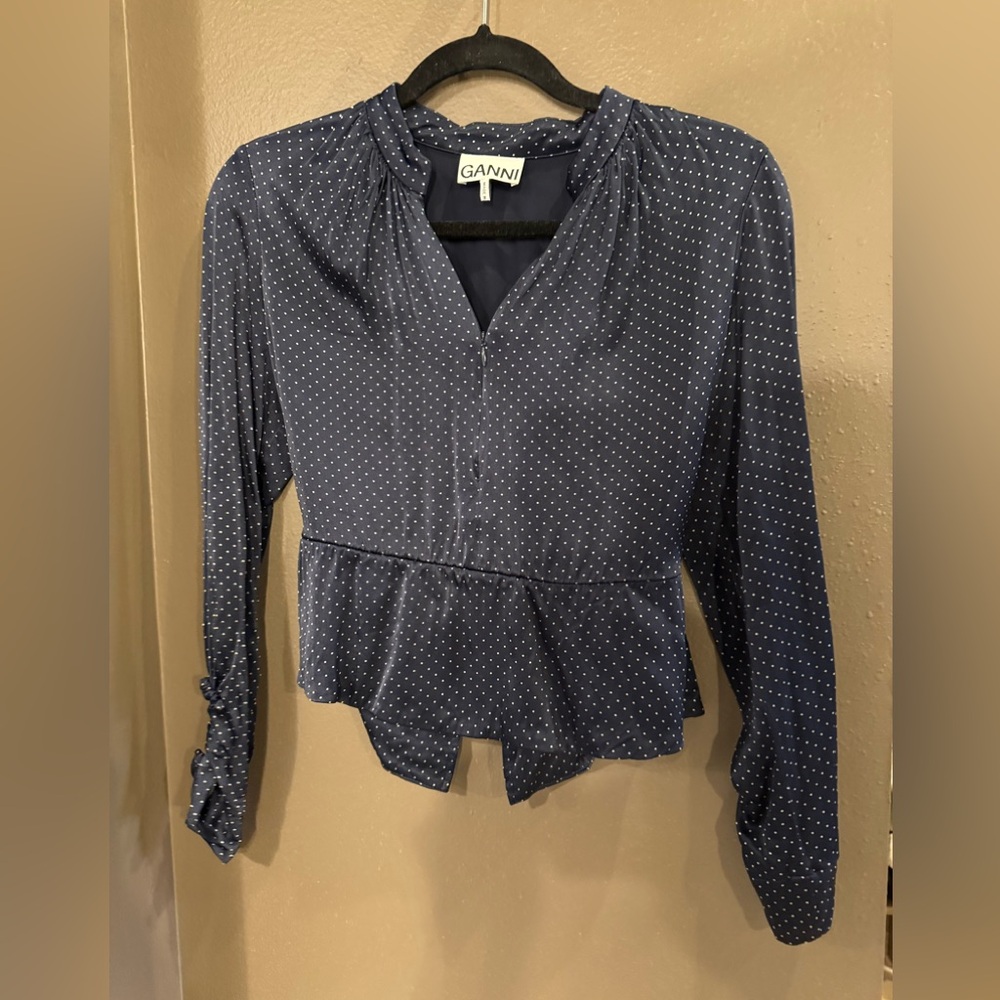 GANNI Polka Dot-Print Blouse